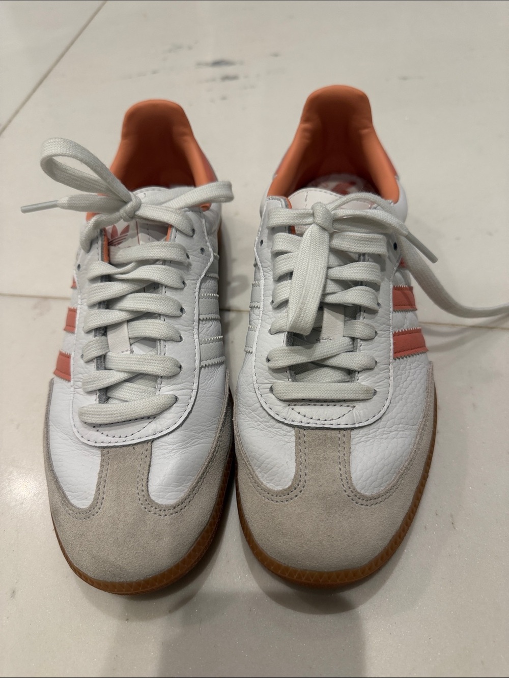 adidas White and Coral Samba